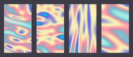 ano 2000 holográfico estético abstrato gradiente pastel arco Iris unicórnio fundo com translúcido néon borrado padronizar. social meios de comunicação histórias realçar modelos para digital marketing para histórias vetor