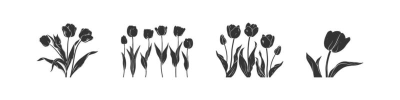 silhueta do tulipas ícone. vetor ilustração Projeto.