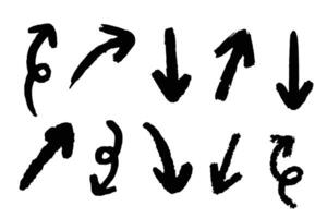 diferente Setas; flechas desenhado à mão para direção, elemento e ícone vetor