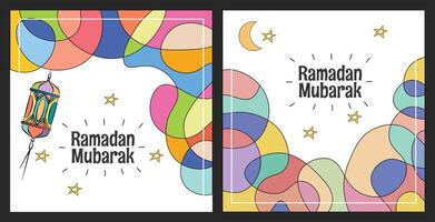 colorida abstrato quadrado Ramadã para social meios de comunicação, folheto, poster vetor