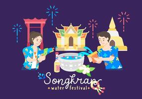 songkran celebração Tailândia água festival vetor ilustração