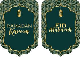 Ramadã kareem eid Mubarak festão estamenha poster fundo verde vetor