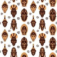 tribal africano face máscaras desatado padronizar. tradicional bosquímanos aborígenes do África. étnico símbolo máscaras. vetor ilustração
