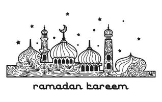 mão desenhado decorativo mesquita fundo ilustração para Ramadã jejum dentro islamismo vetor