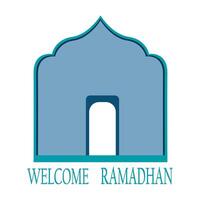 Ramadhan bem-vinda logotipo, mesquita cúpula símbolo em branco fundo vetor