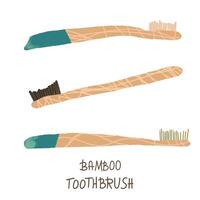bambu dente escovas definir. vetor ilustração.