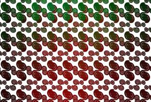 padrão de vetor verde e vermelho claro com formas de bolha.