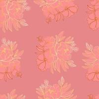 flores de padrão sem emenda com folhas. Ilustração botânica para papel de parede, têxteis, tecidos, roupas, papel, cartões postais vetor