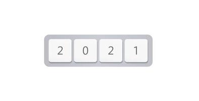 2021 botões do teclado de computador, números de ano novo, design minimalista de cobertura para negócios digitais e elementos do vetor de TI. ilustração vetorial isolada no fundo branco