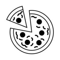 Preto vetor pizza ícone isolado em branco fundo