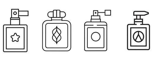 perfume garrafa ícone conjunto esboço vetor em branco fundo