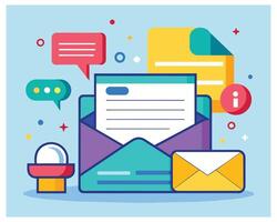 o email envelope marketing mensagem e ícones vetor ilustração