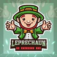 st. patricks dia duende fofa desenho animado mascote. esport logotipo Projeto. vetor