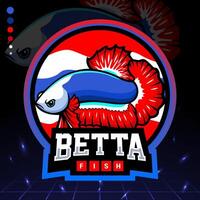 Tailândia bandeira betta peixe mascote. esport logotipo Projeto vetor