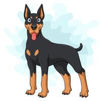 desenho animado doberman cachorro em branco fundo vetor