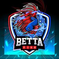 coroa rabo betta peixe mascote. esport logotipo Projeto vetor