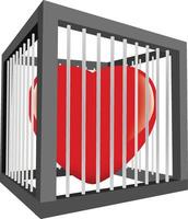 3d ilustração do uma vermelho coração trancado dentro uma metal cela vetor