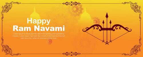 feliz RAM navami cultural bandeira hindu festival vertical postar desejos celebração cartão RAM navami celebração fundo RAM navami saudações amarelo bege fundo indiano hinduísmo festival vetor