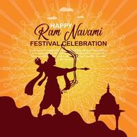 feliz RAM navami cultural bandeira hindu festival vertical postar desejos celebração cartão RAM navami celebração fundo RAM navami saudações amarelo bege fundo indiano hinduísmo festival vetor