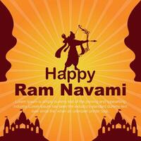 feliz RAM navami cultural bandeira hindu festival vertical postar desejos celebração cartão RAM navami celebração fundo RAM navami saudações amarelo bege fundo indiano hinduísmo festival vetor