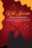 feliz RAM navami cultural bandeira hindu festival vertical postar desejos celebração cartão RAM navami celebração fundo vetor