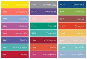 tendências de cores de anos. tons de cores populares. paletas de cores criativas para arte e negócios. ilustração vetorial. vetor