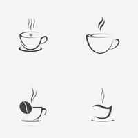 vetor ilustração conjunto do uma copo do Preto café em uma cinzento fundo