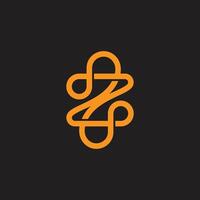 carta z infinidade dourado linear logotipo vetor