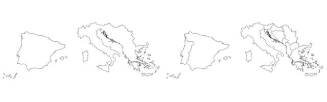 sulista Europa país mapa. mapa do sulista Europa dentro conjunto branco cor vetor