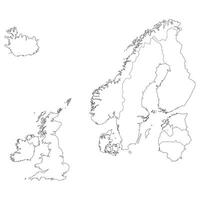 norte Europa país mapa. mapa do norte Europa dentro branco cor. vetor