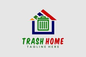 abstrato logotipo casa Lixo lixo bin logotipo modelo, casa com lixo bin logotipo modelo vetor