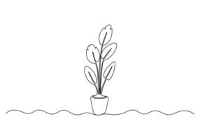 contínuo 1 linha desenhando do casa plantar. isolado em branco fundo vetor ilustração