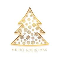 dourado Natal árvore decoração festival cumprimento cartão vetor