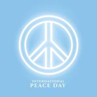 feliz Dia 21 setembro fundo com brilhante Paz símbolo vetor ilustração