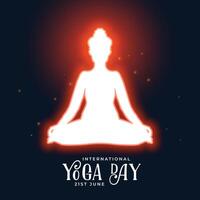 ioga dia Paz meditação brilhando energia fundo vetor