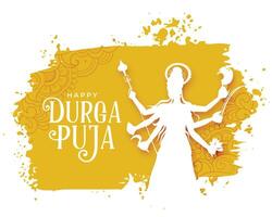 elegante durga puja festival desejos cartão dentro aguarela Projeto vetor