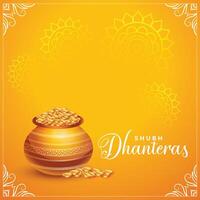 feliz dhanteras dourado cartão decorativo fundo Projeto vetor