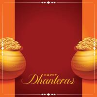 feliz dhanteras fundo com dourado moedas Panela vetor