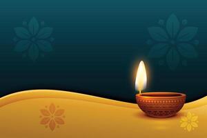 tradicional diwali puja fundo com diya e texto espaço vetor