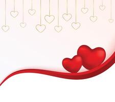 dois vermelho corações dia dos namorados dia amor cartão com texto espaço vetor