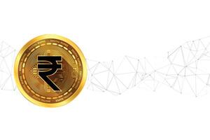 futurista digital indiano moeda placa em dourado símbolo fundo vetor