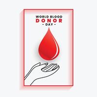 mão salvando sangue poster para mundo sangue doador dia vetor