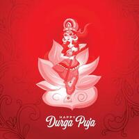 shubh durga pooja navratri festival vermelho cumprimento fundo vetor