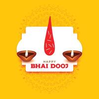 feliz bhai dooj cumprimento com tilak e diya fundo vetor