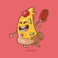 desportivo pizza personagem vetor ilustração. velozes comida, Esportes Projeto conceito.