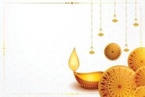 feliz diwali bandeira com dourado diya e texto espaço vetor