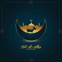 design de saudação tradicional eid al adha mubarak vetor