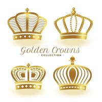 luxo dourado real coroas conjunto do quatro vetor