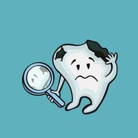 exame do uma quebrado doente dente oral higiene, vetor
