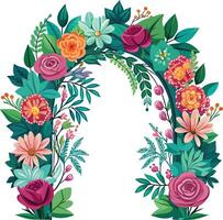 lindo Casamento arco com flores folhas e galhos decoração para casamento cerimônia aniversário festa vetor